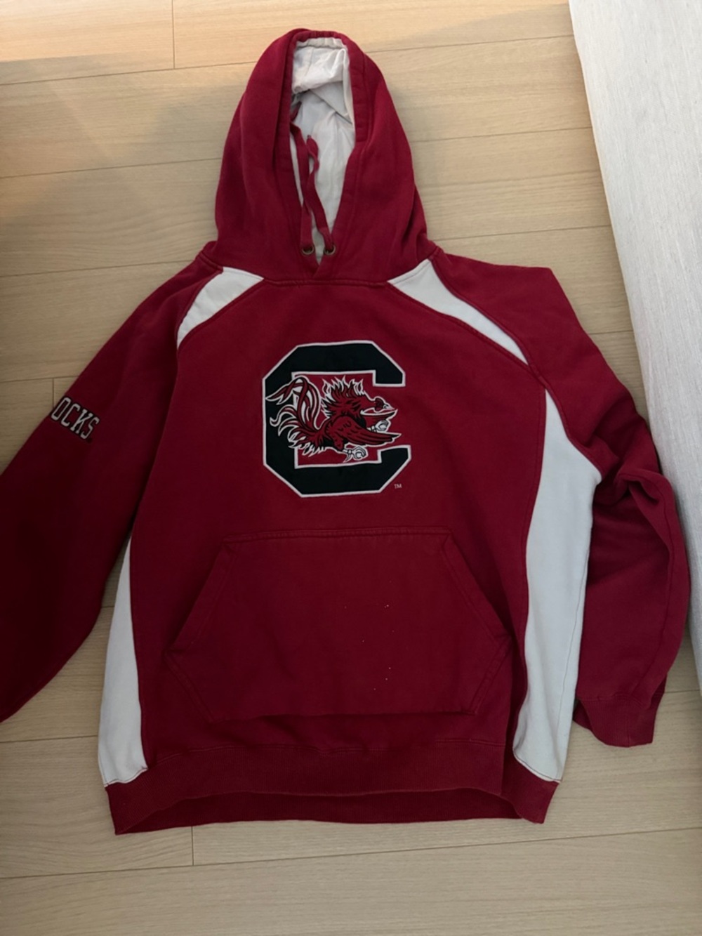 Colosseum Maroon and White Crewneck with Gamecock Logo